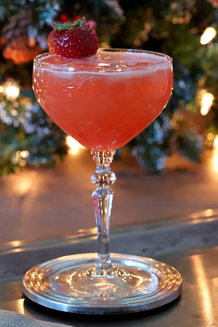 Sparkling Fruit Punch Champagne Single Cocktail Closeup