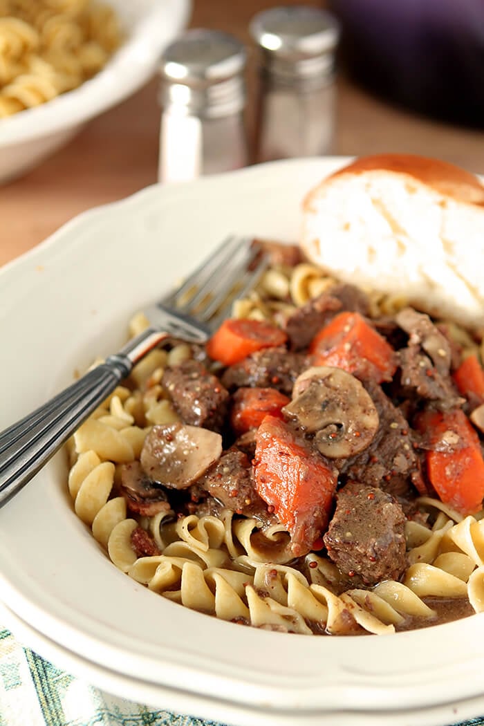 Beef Stew with Mustard and Cognac With Carrots Ser