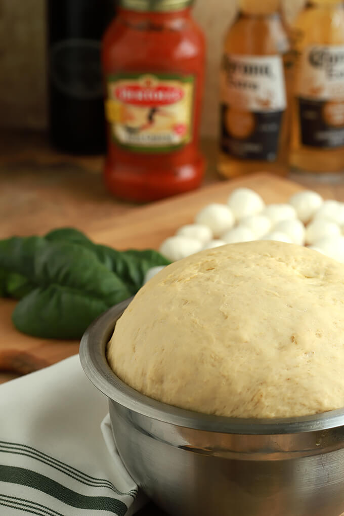 15 Minute Beer Pizza Dough 15 Minute Beer Pizza Dough Rising in a Stainless Steel Bowl