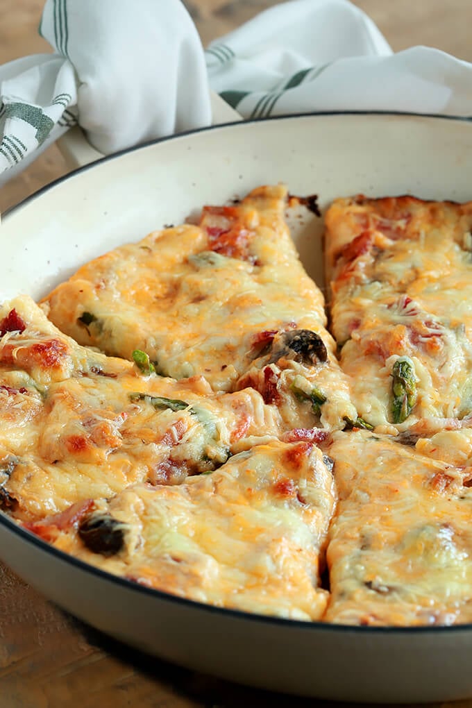 15 Minute Beer Pizza Dough used for Asparagus, Mushroom, Bacon, and Lobster Sauce Pizza