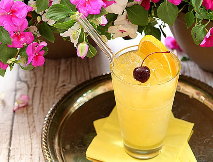 The Black-Eyed Susan Cocktail - Signature Cocktail for the Preakness Served on a Silver Tray