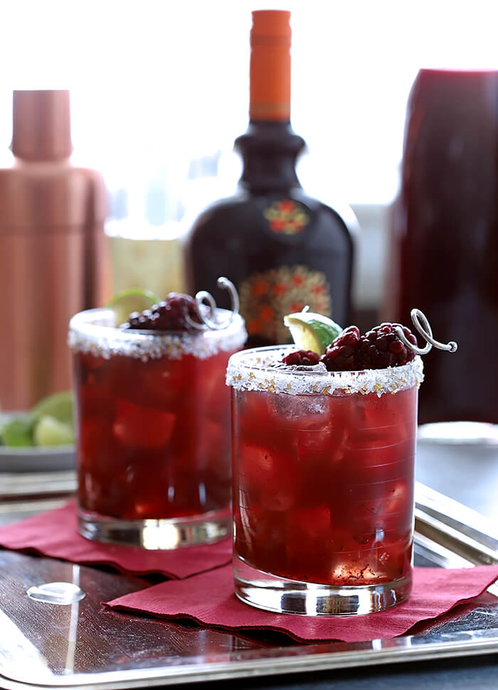 Blackberry Serrano Margarita Cocktails