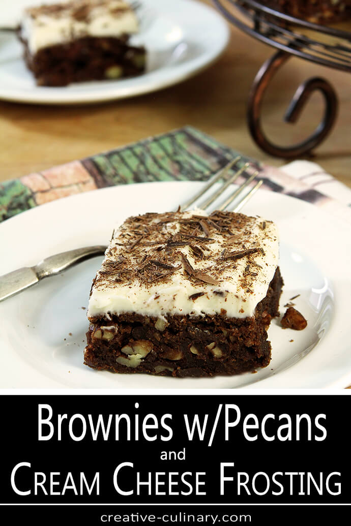 Chocolate Chip Brownies with Cream Cheese Frosting Slice PIN
