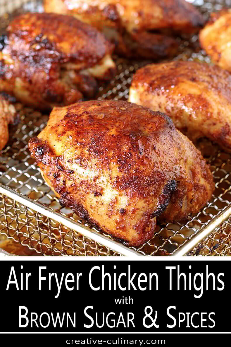 Air Fryer Chicken Thighs with Brown Sugar and Spices On Oven Fryer Tray