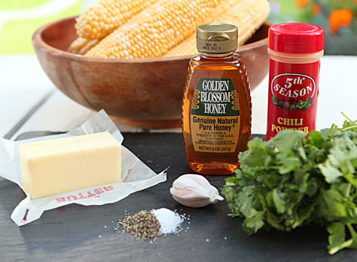 Cilantro, Honey, and Chile Corn on the Cob Ingredients