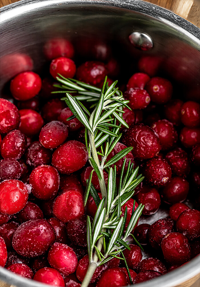 Cranberries and Rosemary for Christmas Pavlovas