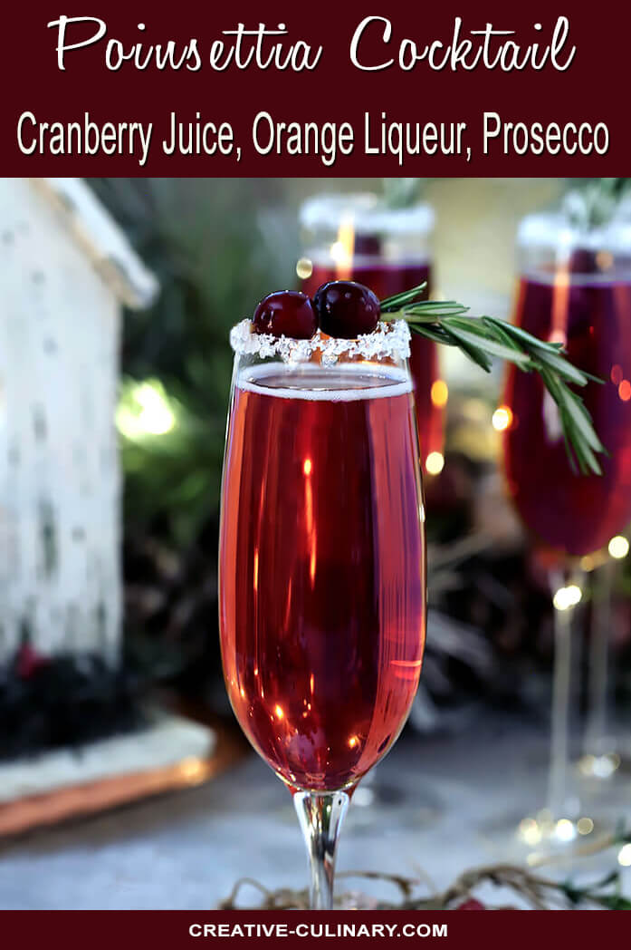Cranberry Poinsettia Cocktail in Tiffany Champagne Glass