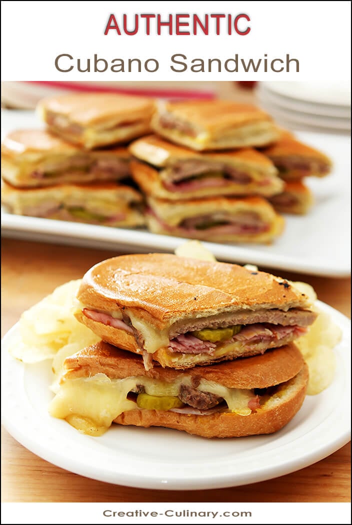 Cubano Sandwich on White Plate