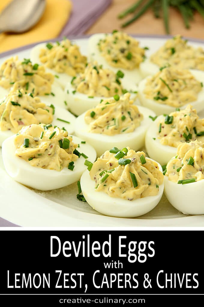 Deviled Eggs with Lemon Zest, Capers, and Chives PIN