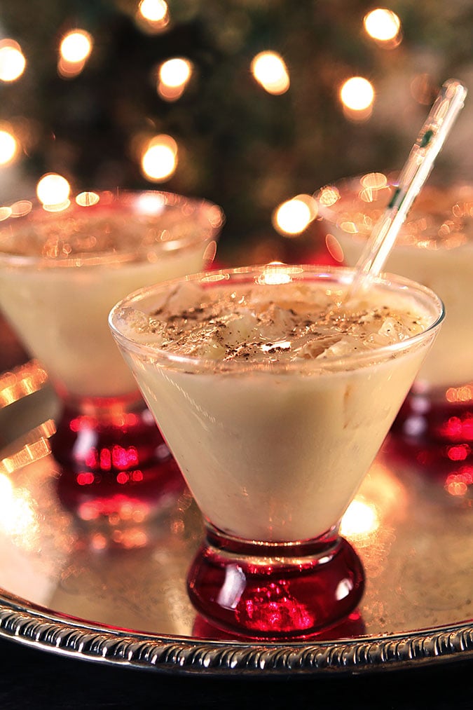 Eggnog Cocktail with Frangelico Served with a Glass Straw