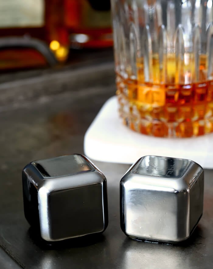 Stainless Steel Ice Cubes Used in The French Connection Cocktail