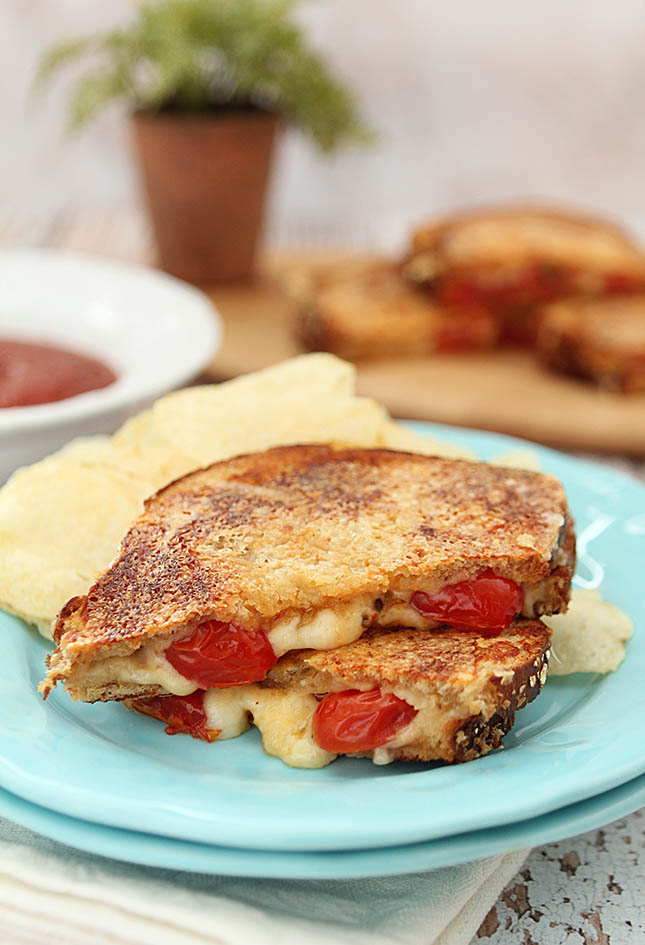 Inside Out Grilled Cheese with Tomatoes from