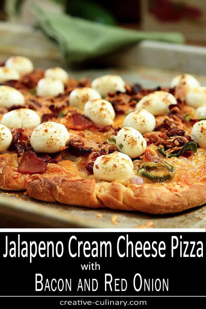 Jalapeno Cream Cheese Pizza with Bacon and Red Onion PIN