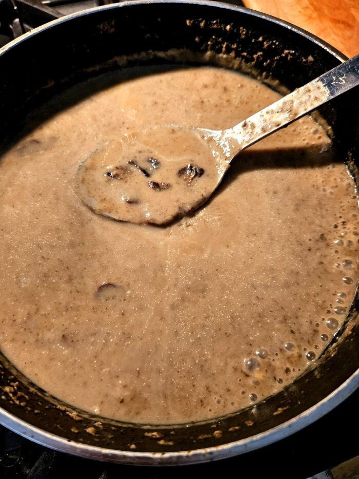 Cream of Mushroom Soup in Black Dutch Oven