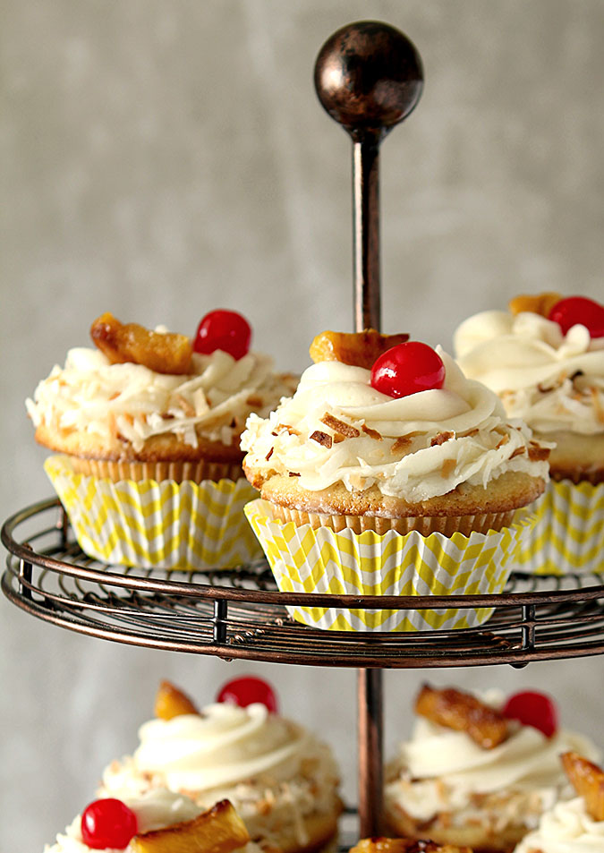 Pina Colada Cupcakes with Rum Buttercream