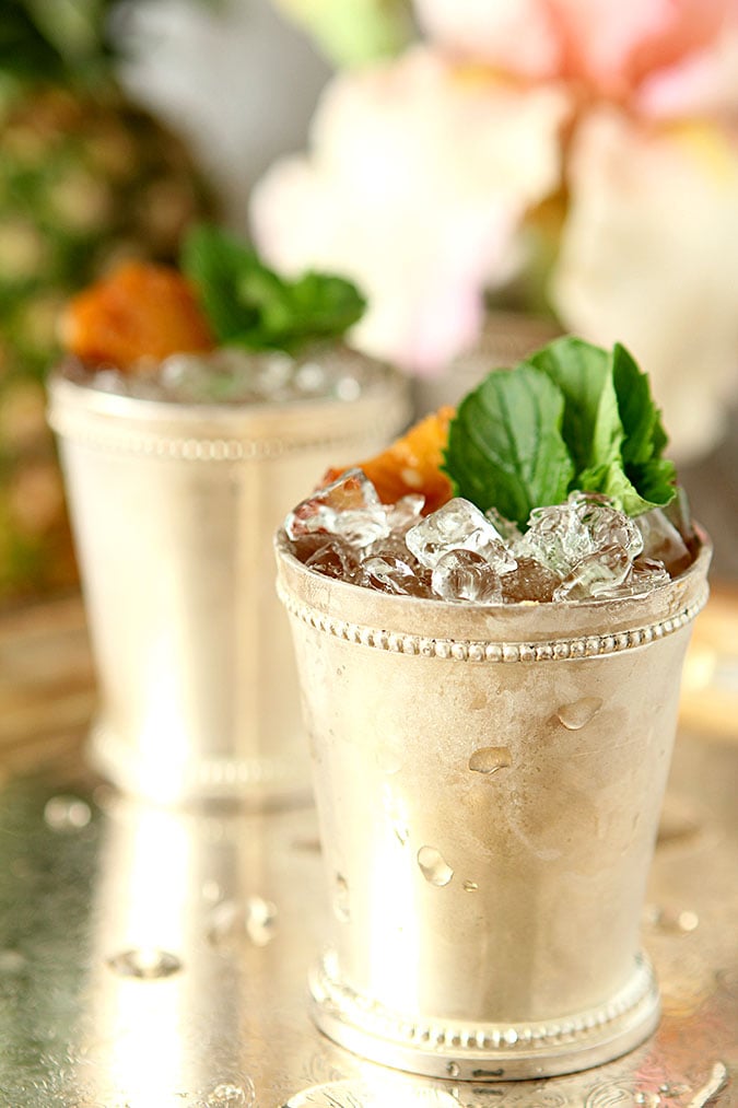 Roasted Pineapple and Rum Mint Juleps Roasted Pineapple and Rum Mint Juleps in Julep Cups