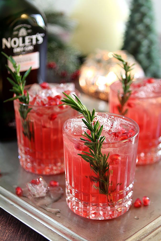 Pomegranate and Rosemary Gin Fizz