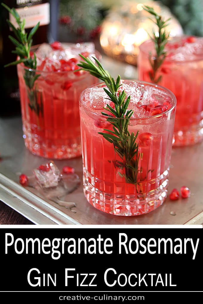 Pomegranate Rosemary Gin Fizz Cocktail PIN