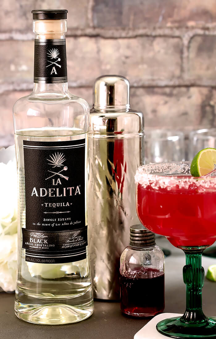 Prickly Pear Margarita with a Bottle of Adelita Tequila