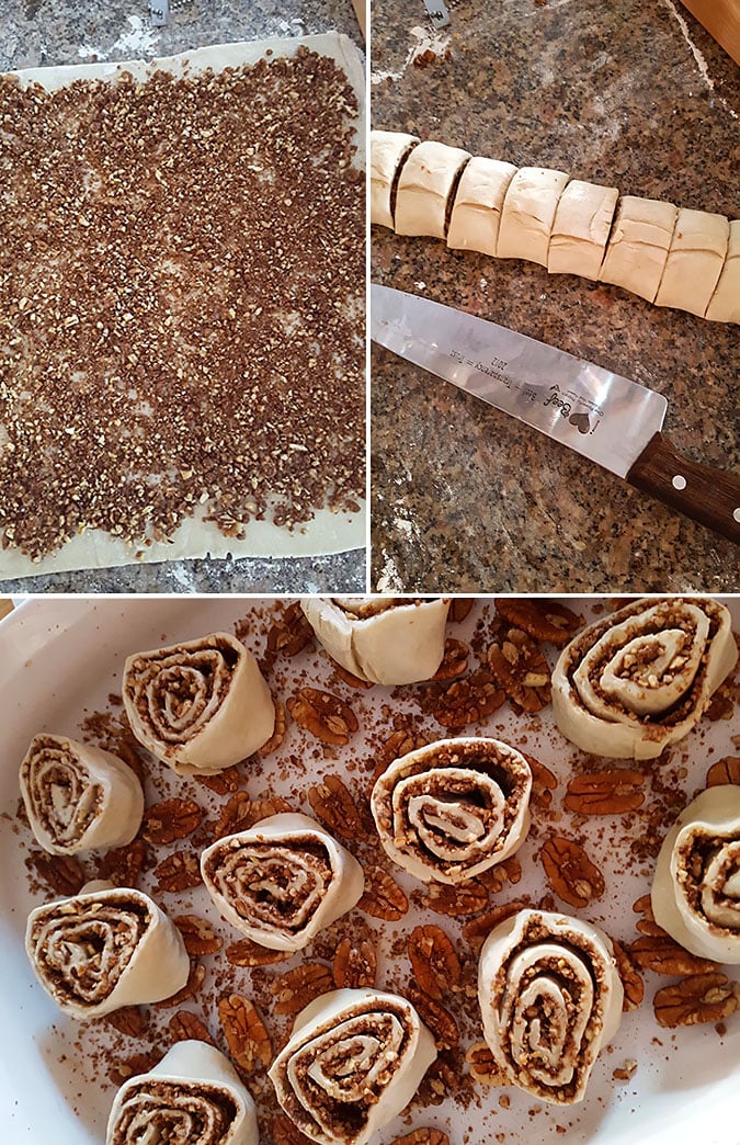 Puff Pastry Pecan Sticky Buns with Maple Bourbon Glaze