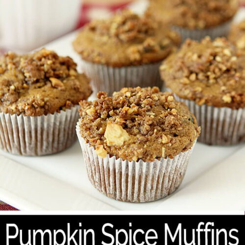 Pumpkin Applesauce Muffins with Walnut Crumble Served in a Muffin Tin