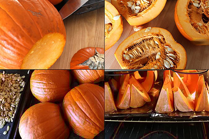 Baking Cinderella pumpkins for Puree
