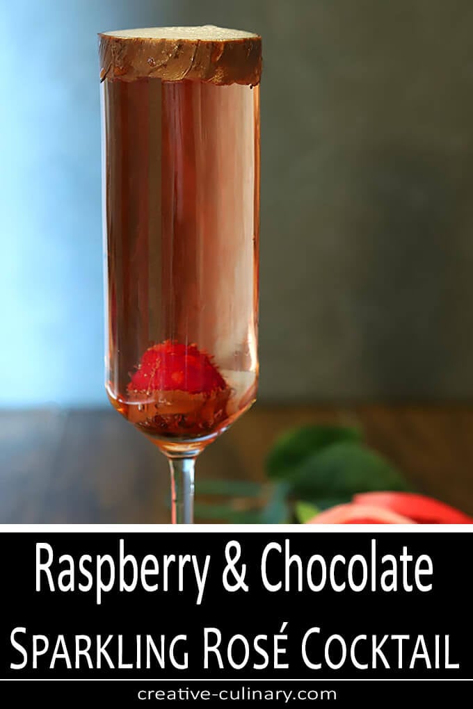 Raspberry and Chocolate Sparkling Rosé Cocktail PIN