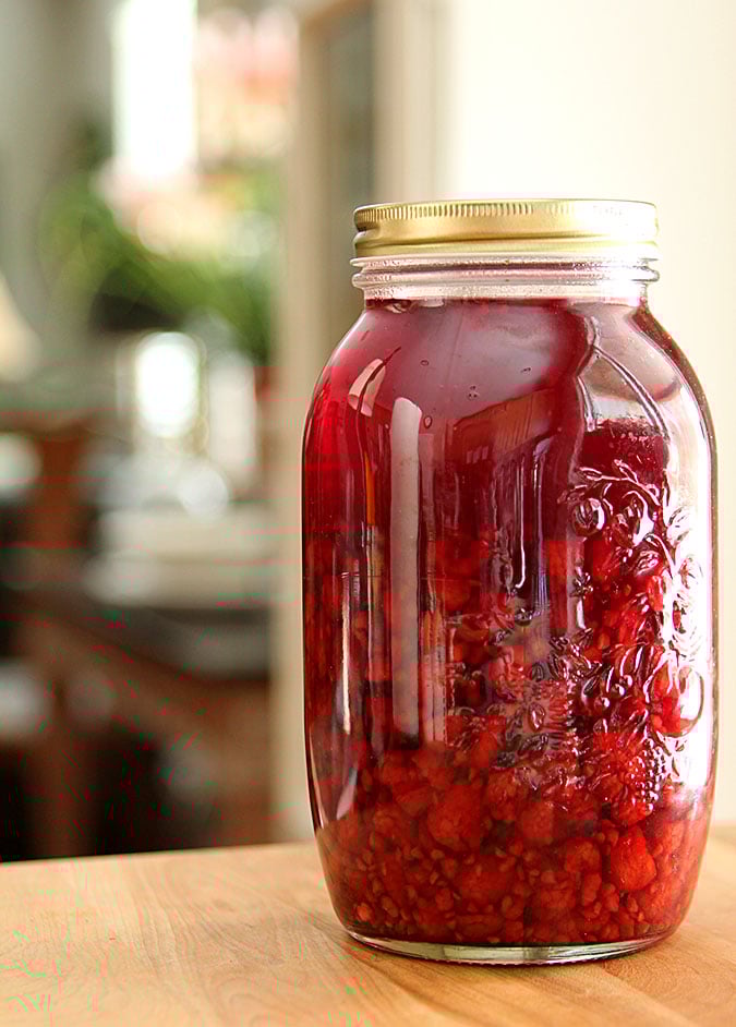Homemade Raspberry Liqueur Homemade Raspberry Liqueur In a Large Mason Jar