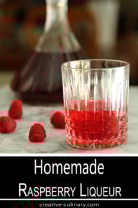 Homemade Raspberry Liqueur Served Served in a Crystal Highball Glass