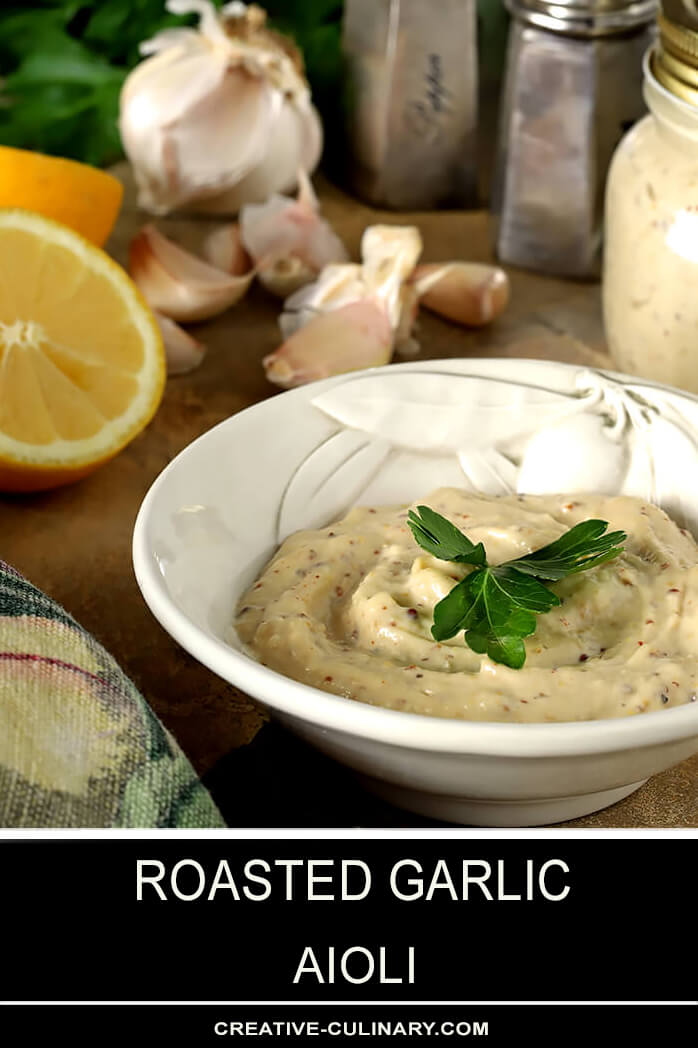 Roasted Garlic Aioli Ingredients Including Garlic and Lemon