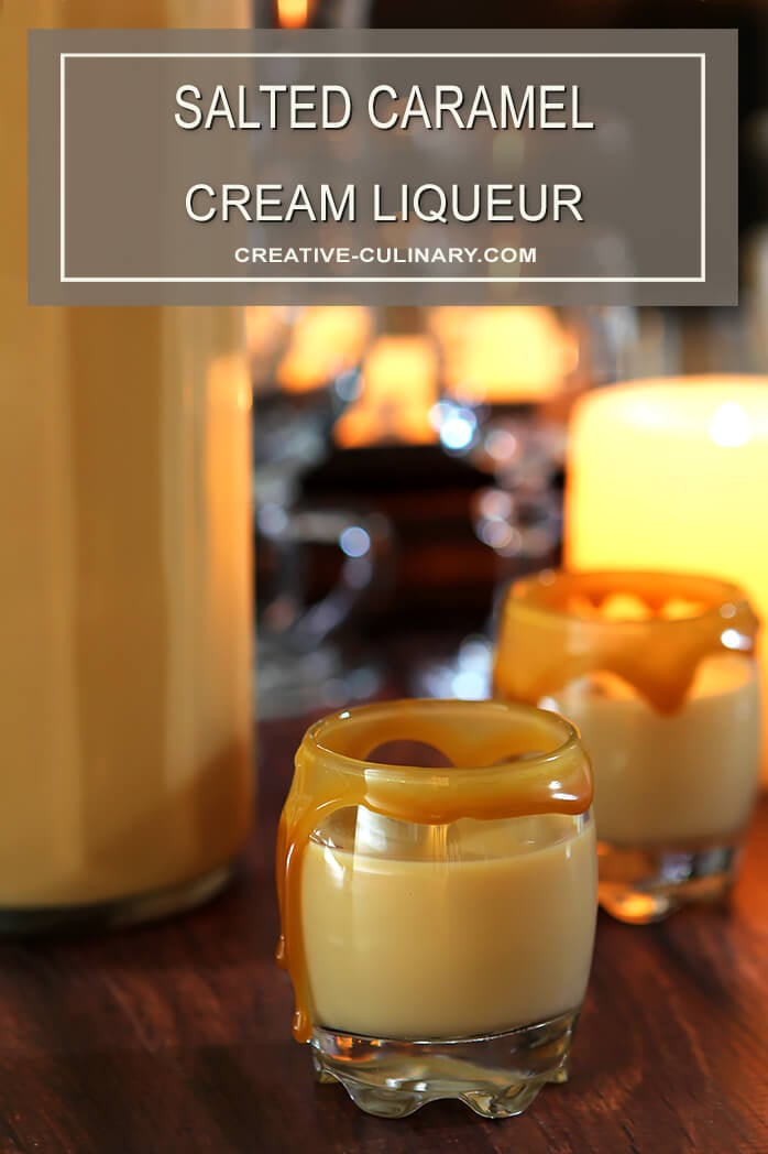 Salted Caramel Cream Liqueur in Liqueur Glasses with a Caramel Rim
