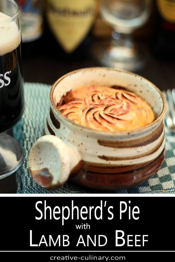 Shepherd's Pie with Lamb and Beef Served in Individual Crocks