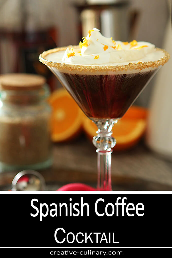Spanish Coffee with Brandy Spanish Coffee with Brandy topped with whipped cream and orange zest.