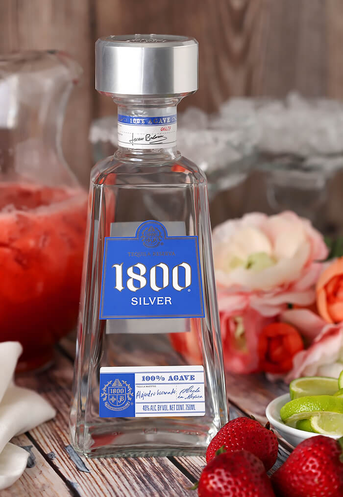 Bottle of 1800 Silver Tequila for Strawberry Lemonade Margaritas