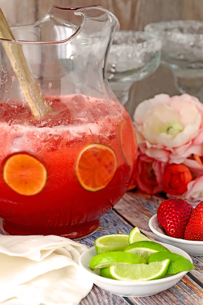 Pitcher of Strawberry Lemonade Margaritas