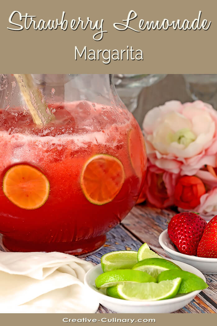 Pitcher of Strawberry Lemonade Margaritas