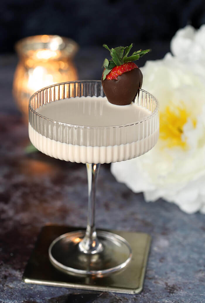 Disaronno White Espresso Martini Cocktail in Ribbed Martini Glass
